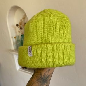 Coal knit beanie in bright lime green